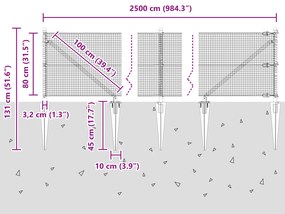 Cerca de Arame Soldado com 13 Postes de Estaca Verde 0,8x25 m Aço