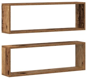 Conjunto de 2 Prateleiras de Parede vidaXL em Madeira Antiga 80x15x26