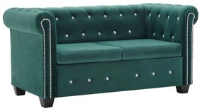 vidaXL Sofá chesterfield dois lugares estofos veludo 146x75x72cm verde