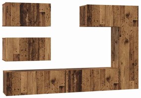 Conjunto de móvel de TV 6 pcs Madeira antiga 30.5 x 30 x 90 cm
