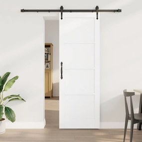 Porta Deslizante vidaXL com Conjunto de Hardware Branco 73.5x211 cm Madeira Sólida Pinho