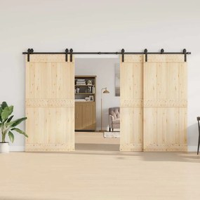 Kit de ferragens para porta deslizante 366 cm aço preto