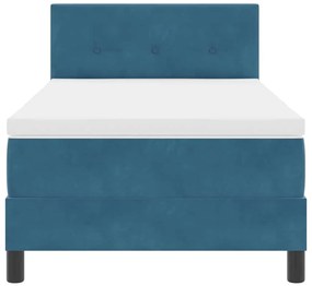 Cama Box Spring vidaXL com Colchão e LED Azul Escuro 100x200 cm Veludo