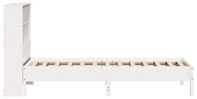 Cama com estante sem colchão 90x190 cm pinho maciço branco