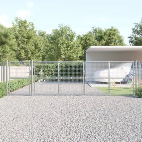 Portão de rede para jardim 500x175 cm aço galvanizado prateado