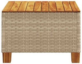 Mesa de jardim 55x55x36 cm vime PE e madeira de acácia bege