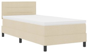 Cama com Molas com Colchão Bege 90x190 cm Tecido