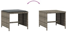 Bancos jardim com almofadões 4 pcs 40x40x35 cm vime PE cinzento