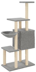 Árvore p/ gatos c/ postes arranhadores sisal 131 cm cinza-claro