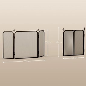 Frente para Lareira de 3 Painéis Proteção para Lareira Dobrável Frente