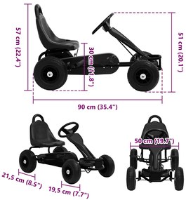 Kart a pedais com pneus pneumáticos preto