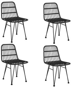 5 pcs conjunto de jantar p/ jardim vime PE preto