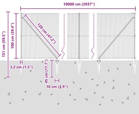 Cerca Hexagonal vidaXL 1x100 m Aço Galvanizado