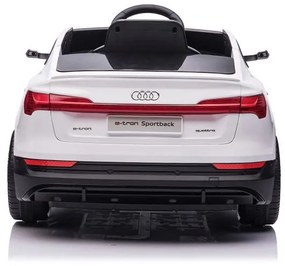 Audi e-tron 12v, Carro elétrico infantil módulo de música, assento de couro, pneus de borracha EVA Branco