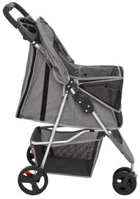 Carrinho dobrável para cães 80x46x98 cm tecido oxford cinzento