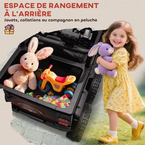 Carro elétrico para crianças, buggy elétrico para crianças, 2 motores, 12 V, 3 velocidades, reboque traseiro, 122 L x 62,5 L x 65 A cm, preto FR
