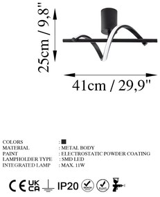 Candeeiro de Teto Likma – Preto – 41x16x25 cm