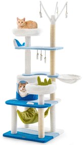 Arranhador para gatos com tema do oceano Torre para gatos de 165 cm com vários níveis e plataforma de arranhar para gatos em sisal Plataforma de arran