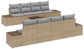 Conjunto de Sofá de Jardim de 7 Peças com Almofadas Bege em Rattan Sin