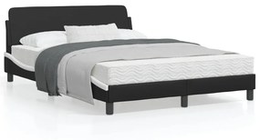 Estrutura cama c/ cabeceira 120x200 couro artif. preto/branco