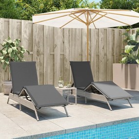 vidaXL Espreguiçadeira com almofadões 2 pcs vime PE cinzento-claro