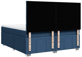 Cama com molas/colchão 200x200 cm tecido azul