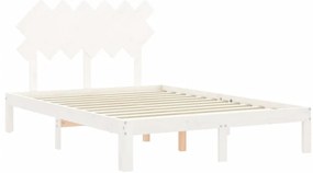 Cama sem colchão 120x200 cm madeira de pinho maciça branco