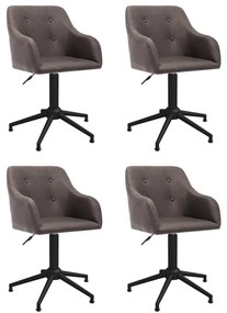 vidaXL Cadeiras de jantar giratórias 4 pcs tecido cinzento-acastanhado