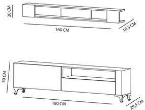 Unidade de TV Kar – Branco – 180 cm x 50 cm x 29,5 cm