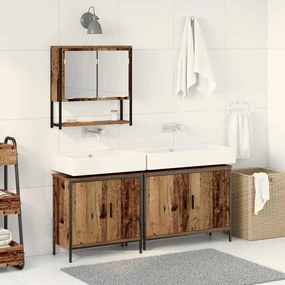vidaXL Conjunto de Móveis para Banheiro 3 pcs Castanho 80 x 30 x 44 cm