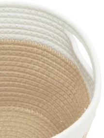 Cestos de arrumação 2 pcs Ø24x18 cm algodão bege e branco