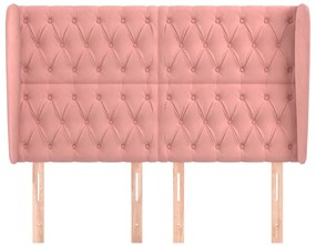 Cabeceira cama c/ abas veludo 163x23x118/128 cm rosa