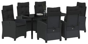Conjunto de Jantar para Jardim com 7 Peças e Almofadas - Preto em Ratt