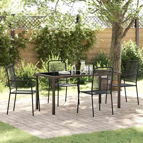 vidaXL Conjunto de Jantar para Jardim 5 Peças Preto Corda de Algodão e Aço