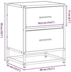 Mesa de cabeceira 40x31x50 cm derivados de madeira cinza sonoma