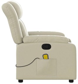 Poltrona de massagens reclinável couro artificial cor creme