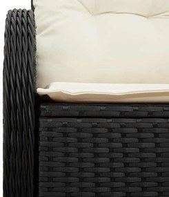 Sofá de Jardim para 2 Pessoas com Almofadas Preto Rotan Sintético
