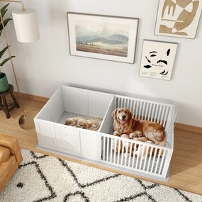 Caixa de parto para cães e cachorros, parque de parto para cães com porta de altura ajustável 166 x 80 x 50 cm, branco