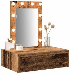 Mesa de Maquagem Suspensa com Luzes de LED Madeira Velha