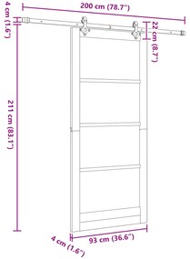 Porta Deslizante vidaXL com Conjunto de Hardware Branco 93x211 cm Made