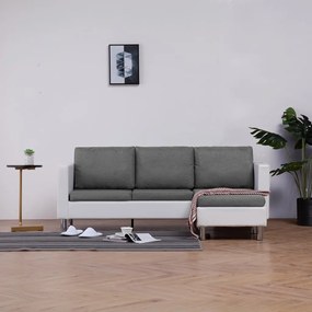 vidaXL Sofá de 3 lugares com almofadas em couro sintético branco