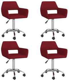 vidaXL Cadeiras de jantar giratórias 4 pcs tecido vermelho tinto