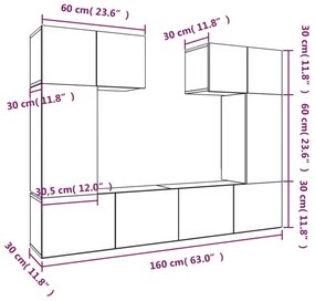 Conjunto móveis de TV 6 pcs madeira processada carvalho sonoma