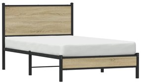 Estrutura de cama sem colchão 100x190 cm metal carvalho sonoma