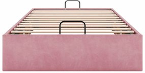Otomano Bed Frame No Colchão Rosa 100x200 cm Veludo