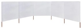 Para-vento com 5 painéis em tecido 600x120 cm cor areia branca