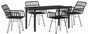 Conjunto de Jantar de Jardim 5 Peças em Rattan Poli Preto