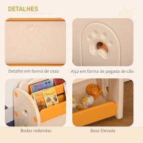 Estante Infantil de Brinquedos e Livros para Crianças com 2 Prateleiras e Caixa de Armazenamento com Tampa Dobrável para Habitação Infantil 70x33x62,5