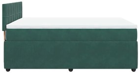 Cama com molas/colchão 160x200 cm veludo verde-escuro