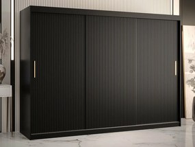 Roupeiro Anulio II, Preto, 200x250x62cm, 213 kg, Portas para roupeiro: Deslizante, Número de prateleiras: 9, Número de prateleiras: 9